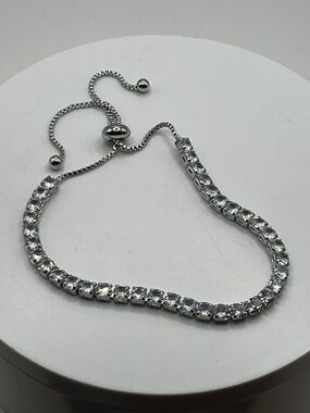 Silver Tennis Bracelet made with Swarovski Crystals NWOT